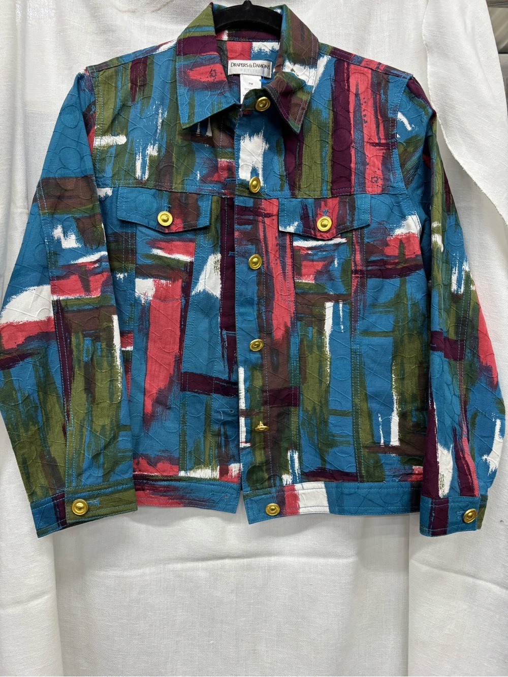 Drivers & Damone Brushstroke Shirt Jacket in Blue, Green & Red